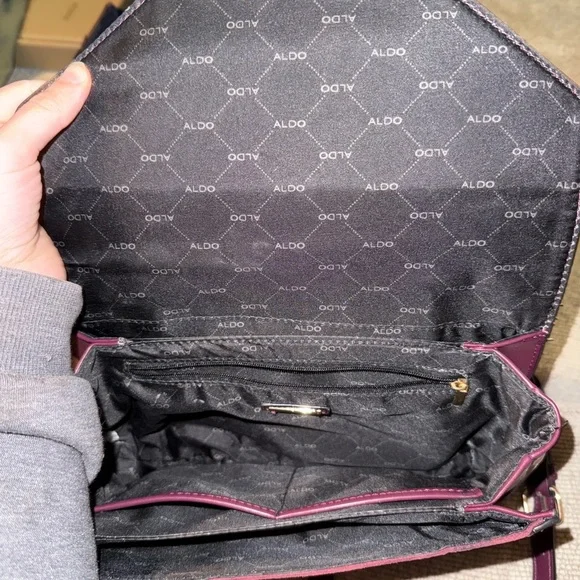 Aldo Dark Burgundy Crossbody Bag with strap. Great condition (minimal frays) - Picture 5 of 6